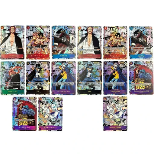 Anime-One-Piece-Japanese-English-Version-OPCG-Comics-Replica-Zoro-Ace-Shanks-Nika-Luffy-Kid-Law.webp