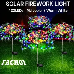 FACHOI 420LED Solar-powered Garden Lights, 8 Lighting Modes, Suitable For Garden/Patio/Walkway/Pathway/Party, 360/300/200/60 LEDs