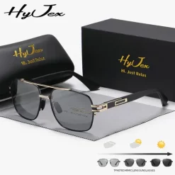 HyJex unisex fashion polarized retro metal frame driving photochromic