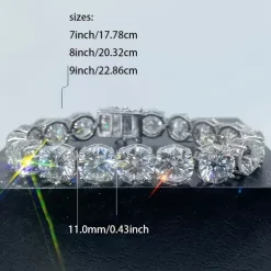 1pc S925 Inlaid 80-100 Carat Moissanite Tennis Bracelet Is Very Suitable For Birthday Parties For Friends And Relatives, Men And Women