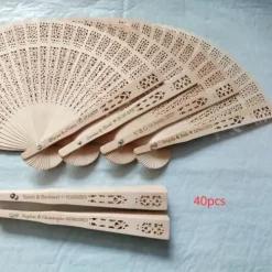 30/40/50/60 pcs Exquisite Personalized Wooden Wedding Fans - Unique Carved Designs, Elegant Organza Bag, Perfect Gifts for Guests, Bridal Party Favors, and Memorable Wedding Accessories