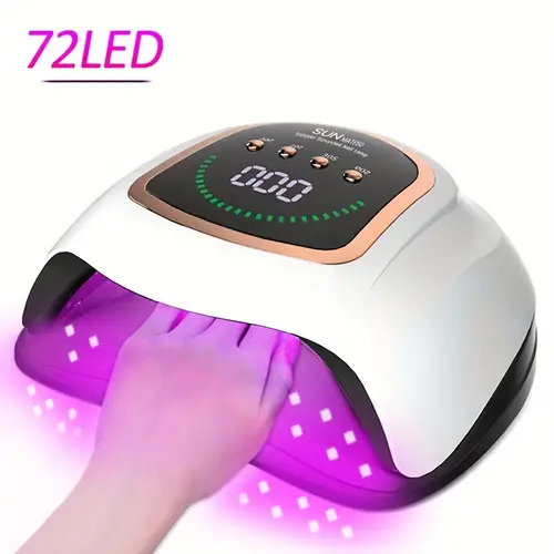 72 Beads UV LED Nail Lamp - Fast Gel Polish Dryer with Automatic Sensor and Red LED Light